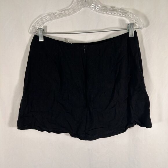 New Princess Polly Selby Mini Skirt Women's 12 Black Zip Back Linen Blend - Picture 3 of 5